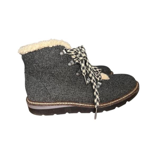 ****Madden NYC Felt Hiker Wedge Faux Fur Lace Up Boots Womens Size 10 Gray - Picture 3 of 5